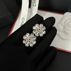 Elegant Diamond Flower Earrings