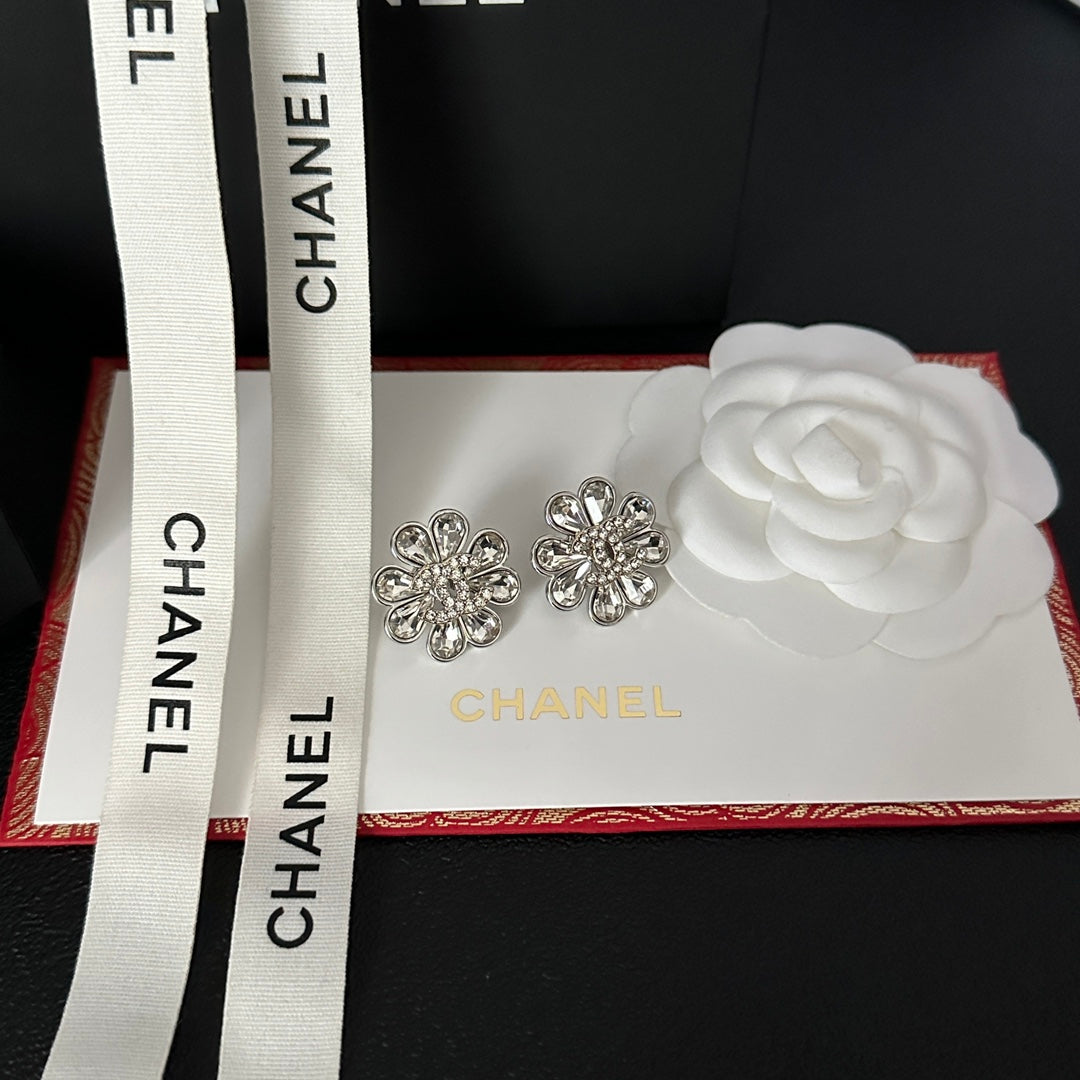 Elegant Diamond Flower Earrings