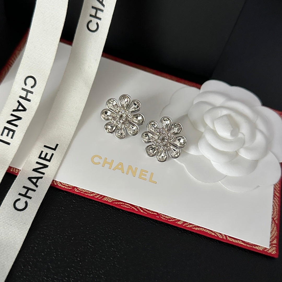 Elegant Diamond Flower Earrings