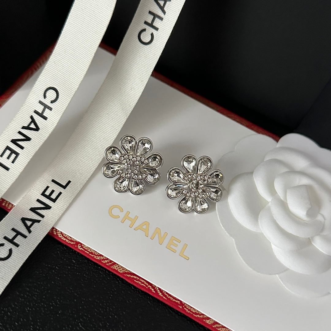 Elegant Diamond Flower Earrings