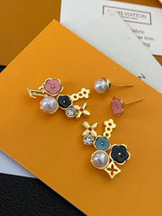 Colorful Flower Monogram Earrings