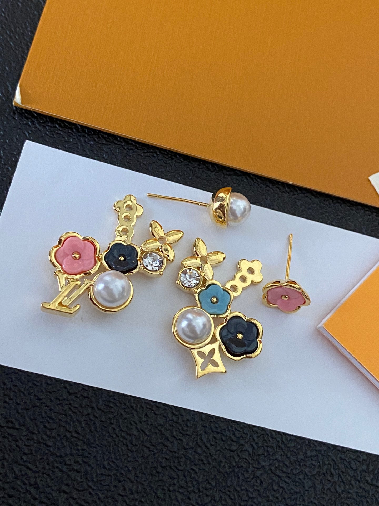Colorful Flower Monogram Earrings