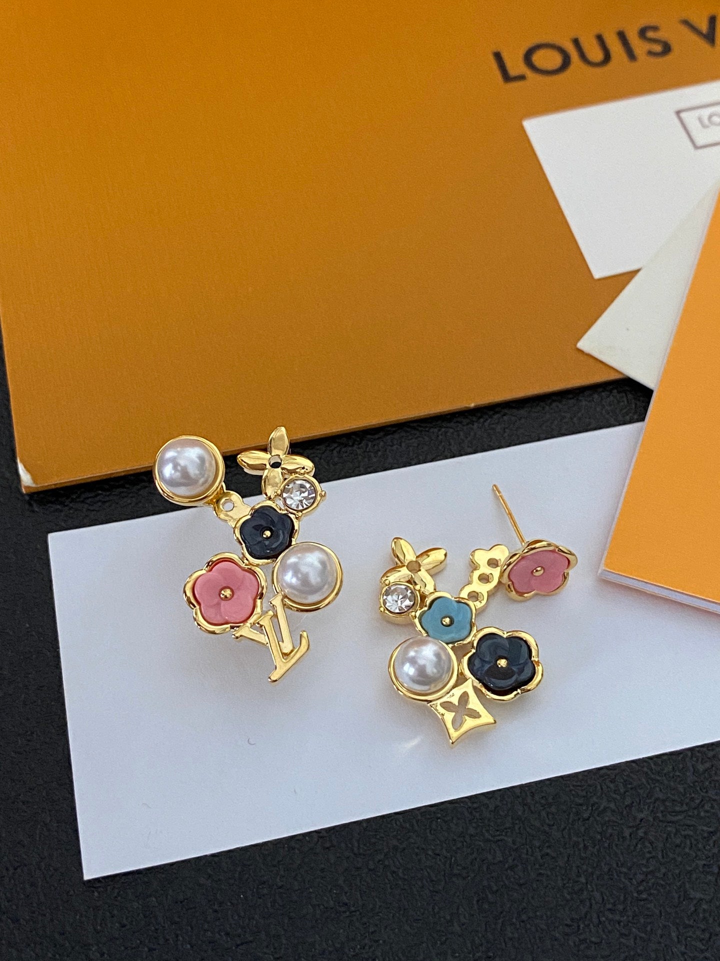 Colorful Flower Monogram Earrings