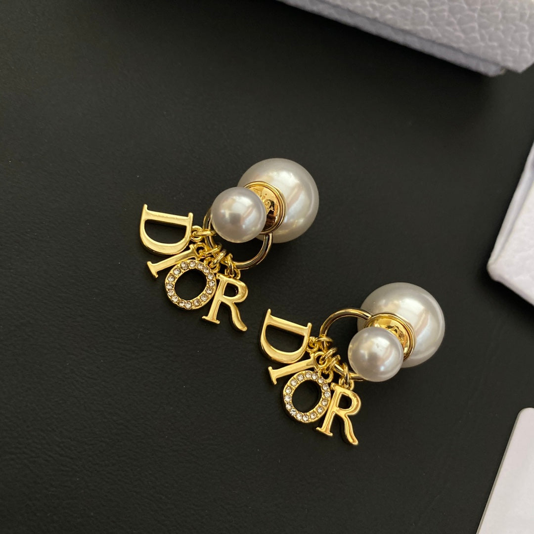 Classic Letter Pearl Earrings