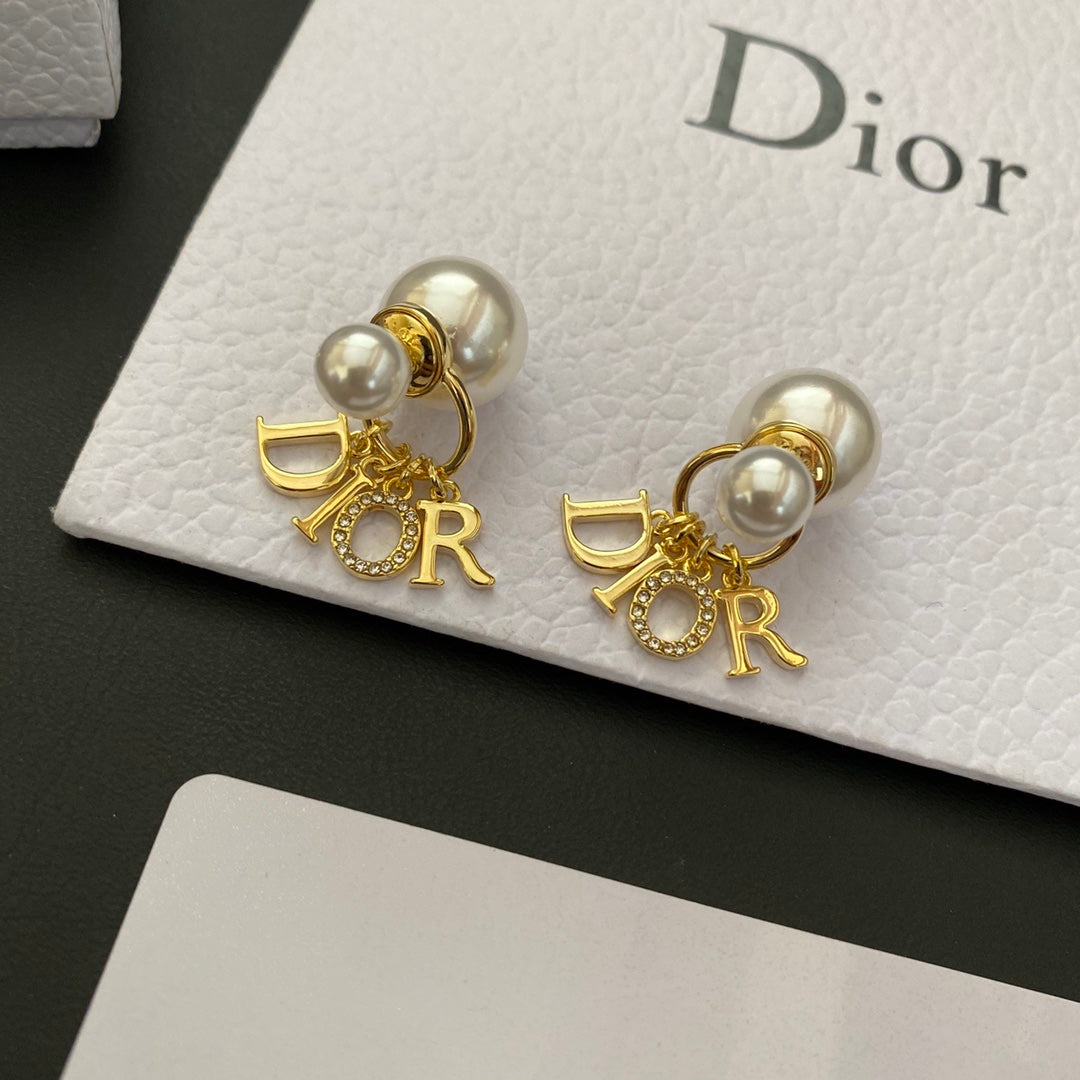 Classic Letter Pearl Earrings