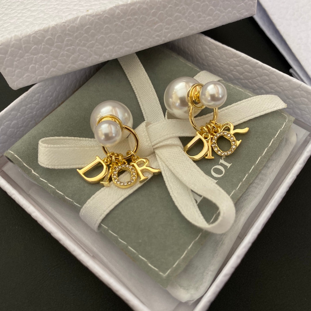 Classic Letter Pearl Earrings