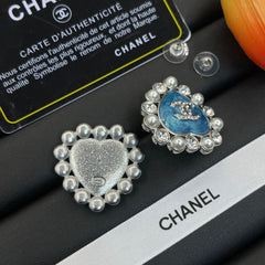 Blue Glass Heart Earrings