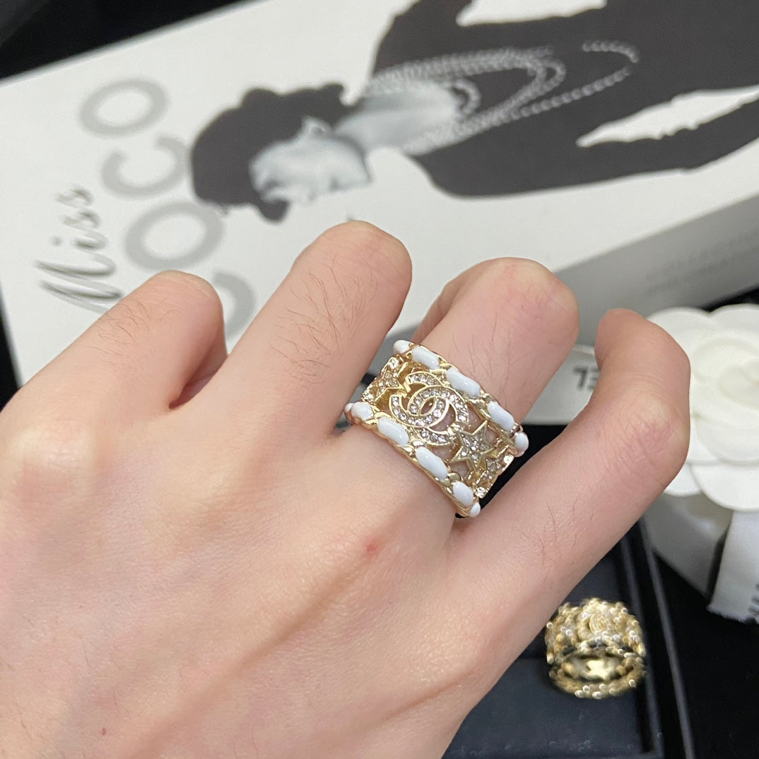 Vintage Leather Chain Star Ring