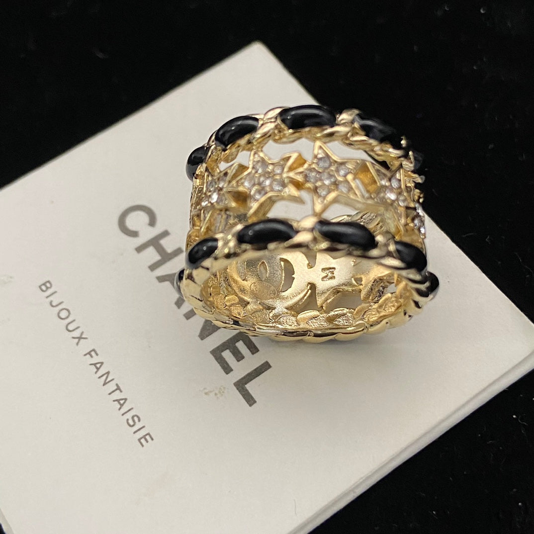 Vintage Leather Chain Star Ring