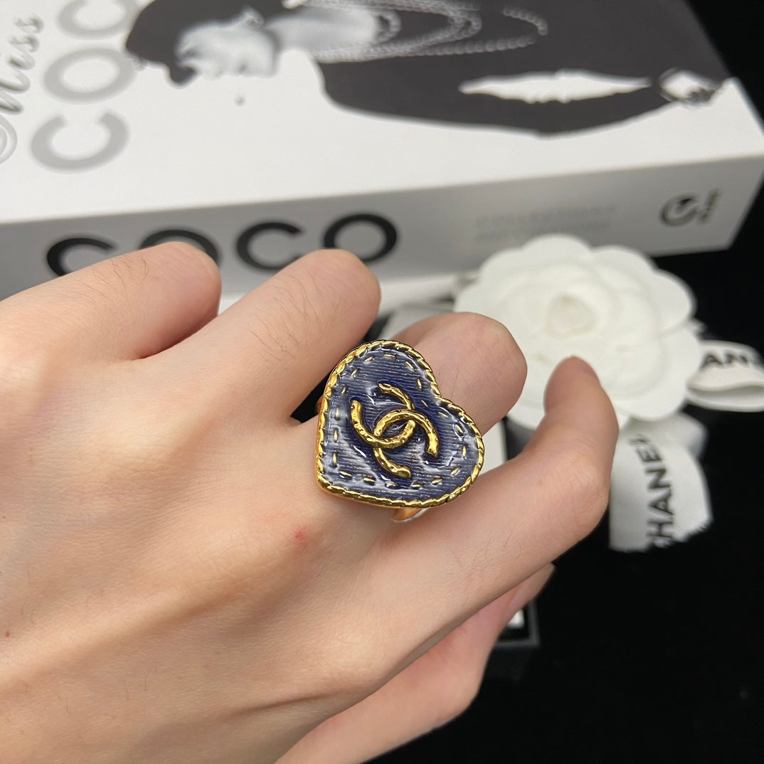 Denim Blue Heart Ring
