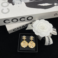 Perfume Bottle Gold Shell Earrings
