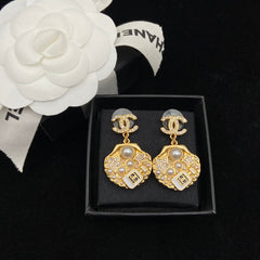 Perfume Bottle Gold Shell Earrings