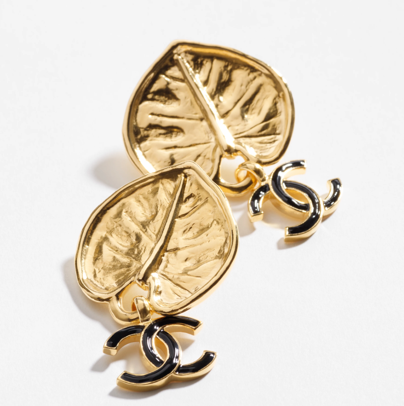 Gold Leaf Letter Earrings