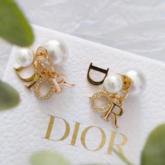 Classic Letter Pearl Earrings